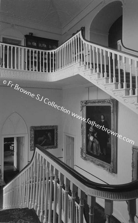 DUNSANY CASTLE STAIRCASE LOOKING DOWN FROM TOP LOBBY